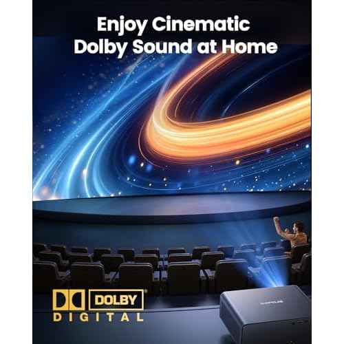 [Netflix-Licensed/4K Supported/Compact Design] Smart Outdoor Projector with WiFi6 and Bluetooth, Movie Projector, DoIby Audio w/ HDMI ARC, Built-in Apps, AI Auto Focus, Portable Home Proyector P65