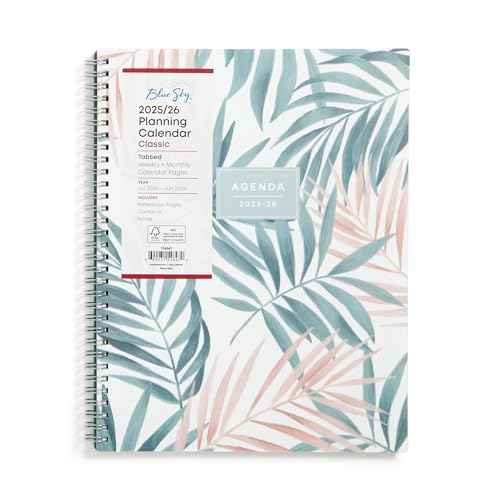 Blue Sky 2025-2026 Weekly and Monthly Academic Year Planner Calendar, July 2025 - June 2026, 8" x 10.875", Flexible Cover, Wirebound, Laminated Tabs, Seychelle