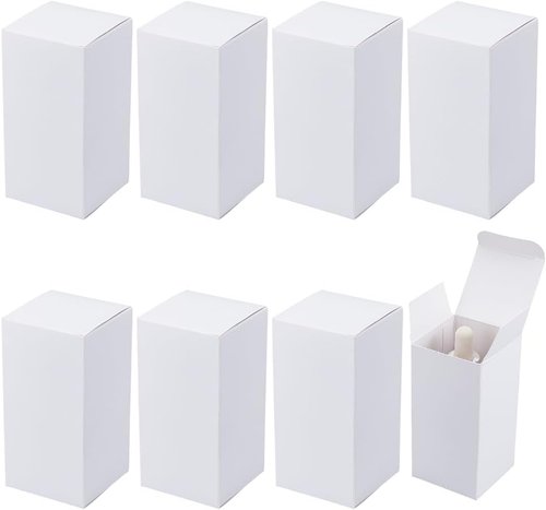BENECREAT 50Pcs White Paper Gift Boxes - 2x2x4 Inch Rectangular Cardboard for Birthday & Valentine's Day Favors
