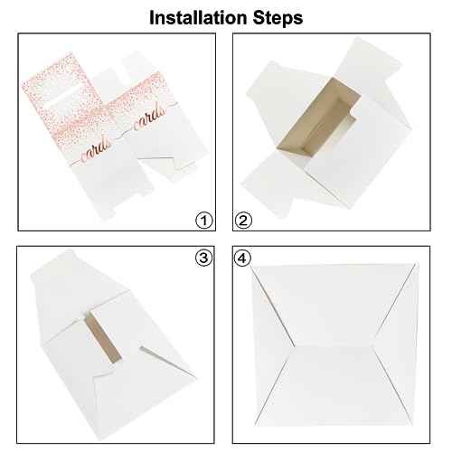 Rose Gold Cards Box for Birthday, Wedding, Bridal or Baby Shower, Graduation, Anniversaries, Engagement Party Decorations Supplies Money and Cards Receiving Box