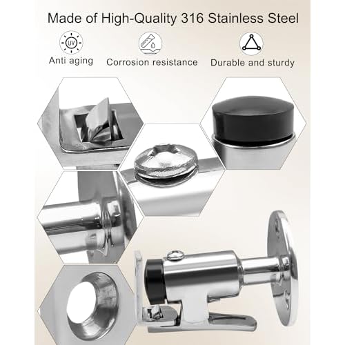 2PCS Door Stopper Catch Set Marine Grade 316 Stainless Steel, Heavy Door Holder Catch Hatch Stopper Soft Stop Keep Door Open Surface Mirror Reflection for Marine Doors Yacht Boat Ships Motorhome 1PCS