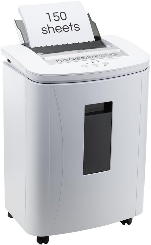 **Fellowes 150-Sheet Auto Feed Paper Shredder - High Security Micro Cut for Home Office | 30 Min Heavy Duty, P-4 Security Level**