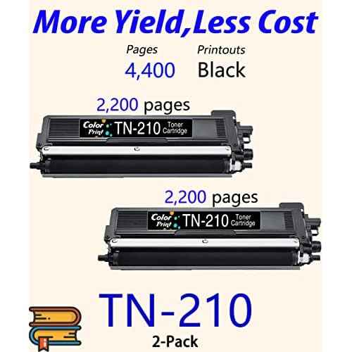 2-Pack ColorPrint Compatible TN210 Toner Cartridge Replacement for TN-210 TN-210BK TN210BK Work with HL-3075CW HL-3070CW HL-3040CN HL-3045CN MFC-9325CW MFC-9320CW MFC-9120CN Printer (Black)