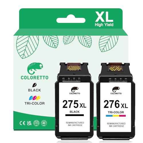 COLORETTO 275XL 276XL for Canon PIXMA TS3722 Ink Cartridges 275 276 XL Ink Cartridges for Canon Printers TR4720 TS3720 TR4700 TS3522 TS3520 TS3500 TR4725 TR4722 Black/Color Combo Pack Replacement