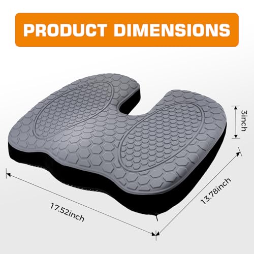 Kingfun Seat Cushion - Foam Seat Cushion for Office Chairs & Car Cooling Gel Memory - Seatssciatica & Hip & Coccyx Pain Relief Desk Chair Cushion for Long Sitting Office Workers, Gaming, Car Drivers