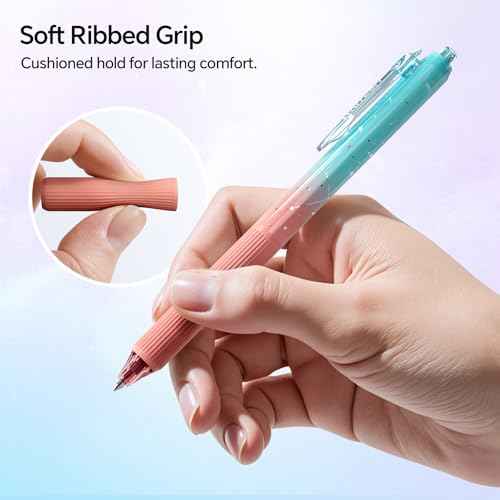 WRITECH Gel Pens Fine Point: 1.0mm Black Ink Retractable 4ct Smooth Writing with Aesthetic Gradient Color Barrel for Journaling Note Taking Silent Click No Smear Nebula Pen Set
