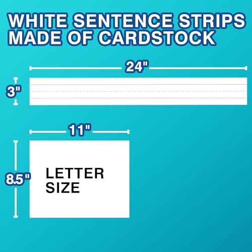 Chell White Sentence Strips Cardstock 3¡± x 24¡±, Thick Ruled Word Writing Paper for Teacher Supplies, Classroom and Home, Pack of 100