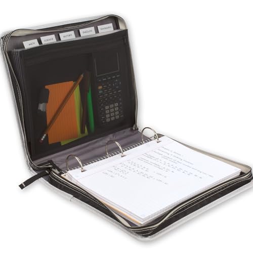 Five Star Zipper Binder 2 Inch 3-Ring with Expansion Panel & 5-Tab File - Pack of 1, Black