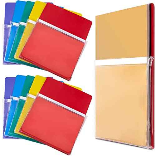 Henoyso 10 Pcs Magnetic File Holder Paper Holder Magnetic Pen Dry Erase Marker Organizer Fridge Pocket Organizer for Whiteboard Refrigerator, 12 x 9.5 in (Assorted Colors)
