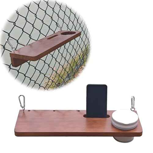 Portable Hanging Foot Rest for Baseball Fences, The Sideline Shelf, Ergonomic Wood Foot Tray with Phone Stand, Cup Holder, and Hat Holder for Baseball and Softball Games, Outdoor Games and Events