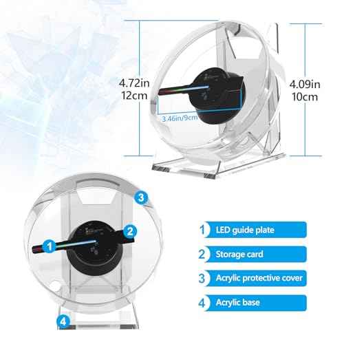 3D Hologram Fan, 4.72IN 3d Hologram Led Fan Projector with Cover Picture Spinner, Hologram Mini Projector for Store/Bar/Halloween/Christmas/Thanksgiving/Easter/Parties, Birthday Gifts (12cm, 4GB)
