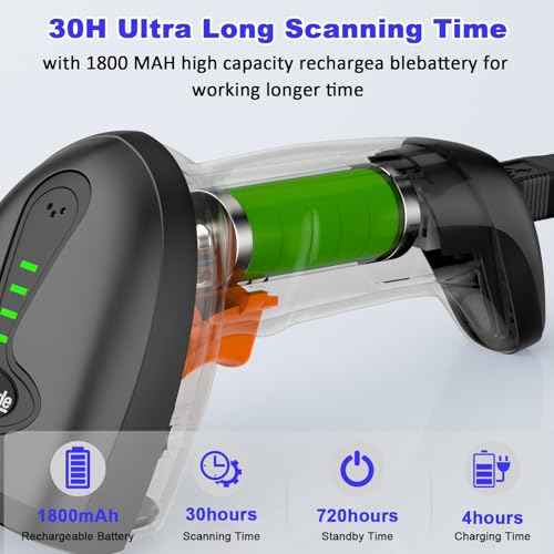 Bluetooth Barcode Scanner Versatile 3-in-1 (2.4Ghz Bluetooth6.0 Wireless+USB 2.0 Wired) Rechargeable symcode 1D Laser Barcode Reader USB Handheld Bar Code Scanner Wireless Barcode Reader