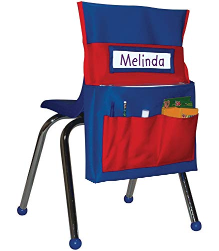 Carson Dellosa Classroom Chair Pockets Blue & Red 1-Pack Student Organizer