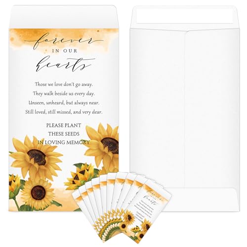 Fumete 120 Sunflower Seed Packets Memorial Favors with Self-Adhesive Envelopes
