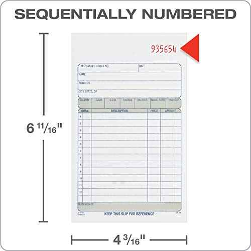 Adams Sales Order Book, 2-Part, Carbonless, White/Canary, 4-3/16 x 7-3/16 Inches, 50 Sets per Book (DC4705)