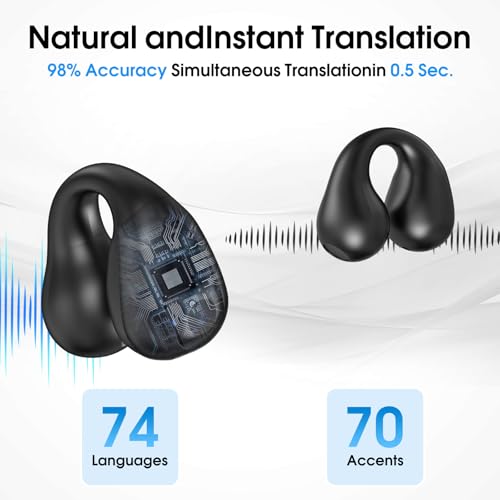 AI Language Translator Earbuds, OWS Real-Time 3-in-1 Translation Earbuds 144 Languages & Accents, Translation Device for Travel Business Learning, Black