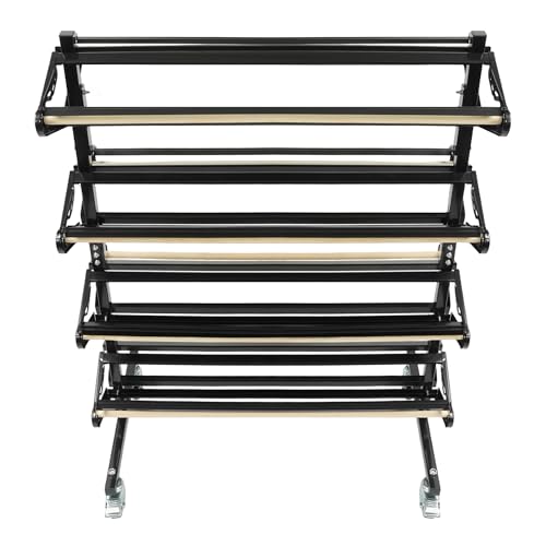 Heavy-Duty Steel 4-Tier Mobile Paper Rack with Lockable Casters for Workshop & Studio