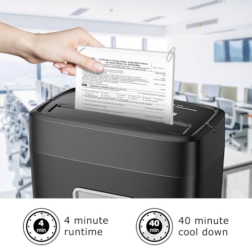 Bonsaii Paper Shredder, 8-Sheet Crosscut Shredder with 4.2 Gallon Bin Shred Credit Card/Mail/Staple/Clip, P-4 Security Level Document Shredder with Handle for Home Office (C261-C)