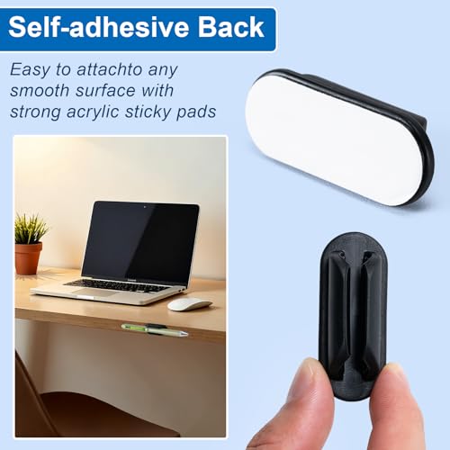 UEHSNI Black Adhesive Silicone Pencil Holders 10 Pack for Desk & Wall