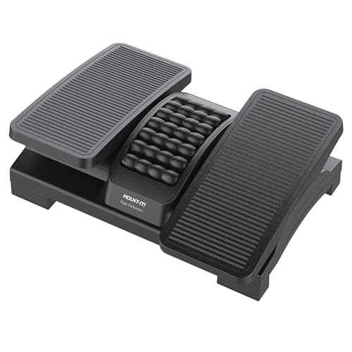 Mount-It! Ergonomic Footrest, Tilt Adjustable Individual Platforms, Height Adjustable Foot Rest with Massage Surface, Under Desk Foot Stool for Office, Leg Support and Improved Posture, Black