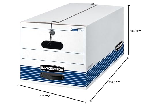 Bankers Box STOR/FILE Medium-Duty Storage Boxes, FastFold, String and Button, Letter, Case of 12 (00704)