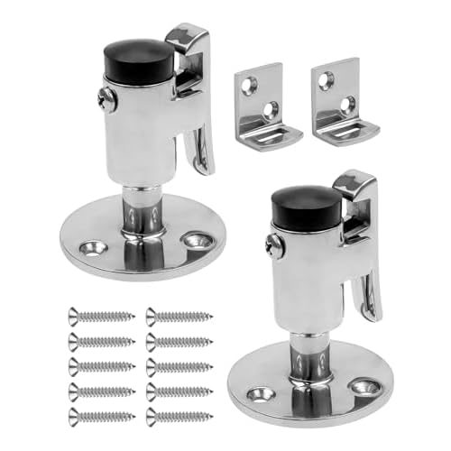 2PCS Door Stopper Catch Set Marine Grade 316 Stainless Steel, Heavy Door Holder Catch Hatch Stopper Soft Stop Keep Door Open Surface Mirror Reflection for Marine Doors Yacht Boat Ships Motorhome 1PCS