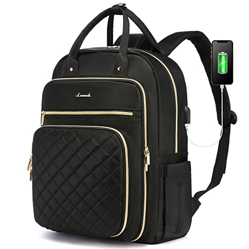 LOVEVOOK Laptop Backpack for Women, Water Resistant Travel Work Backpacks Purse Stylish College Business Teacher Nurse Computer Bag with USB Charging Port, Fits 17" Laptop