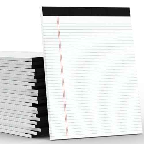 24 Pack White Legal Pads 8.5 x 11 Writing Note Pads College Ruled Writing Pads 8.5 x 11, Lined Paper Pads, 30 Sheet/Notepad, 38 Lines Perforated Notepads 8.5 x 11'' for School, Home, Office