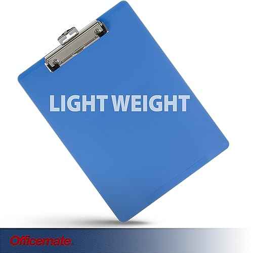 Officemate Plastic Clipboard, Letter Size, Arctic Blue (83048) (Pack of 12)