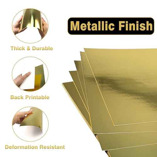 20 Sheets Gold Cardstock Paper 8.5 x 11 Inch, Mirror Finish Gold Foil Sheets - Heavyweight 92lb/250gsm for Scrapbooking, Card Making, Weddings & Birthdays Invitations Party Decoration