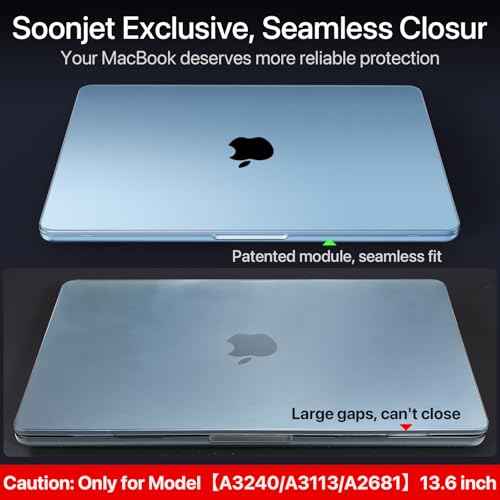 Compatible for MacBook Air 13.6 inch Case M4 M3 M2 2025 2024-2022 Release Model A3240 A3113 A2681, Sturdy Protective Hard Shell Case Cover for MacBook Air 13 inch