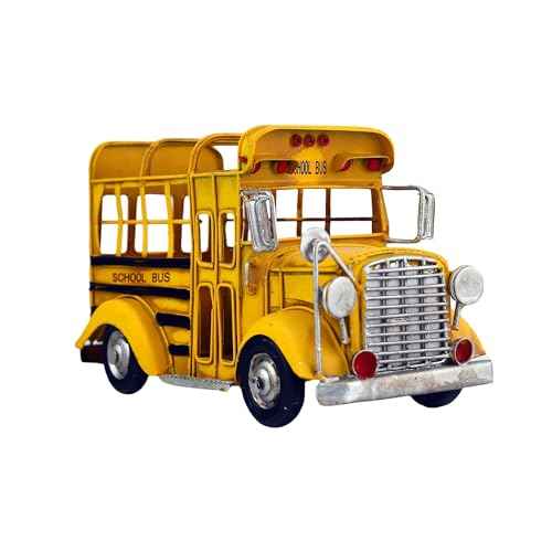 Retro Iron School Bus Model Pen Holder Pencil Pot Home Art Decor Desktop Decoration Ornaments for Office School Supplies