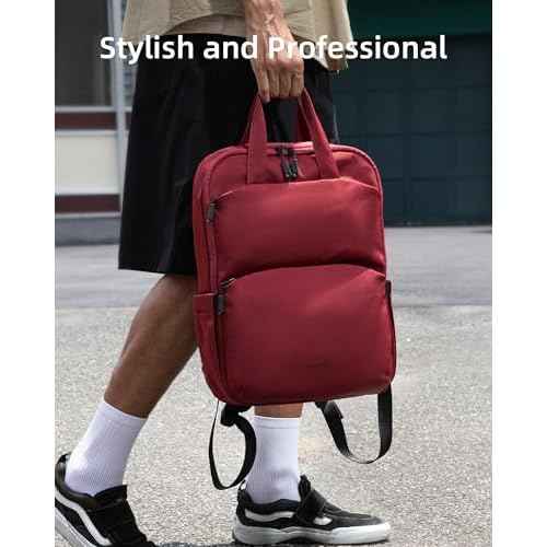 Travel Backpack for Women, 14 Inch Laptop Backpack, Water Resistant College Bookbag, Large Capacity Red Computer Backpacks for Work, Red
