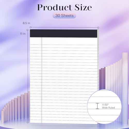 2 Pack Legal Pads 8.5 x 11 White Note Pads 8.5 x 11 Notepad Micro Perforated Writing Pads Lined Paper Pads Wide Ruled Pad of Paper 30 Sheets Notebook for To-Do Lists, School & Office Supplies