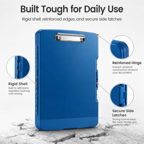 Sooez Heavy-Duty Clipboard with Storage - 8.5 x 11, Blue, Two-Level Organizer