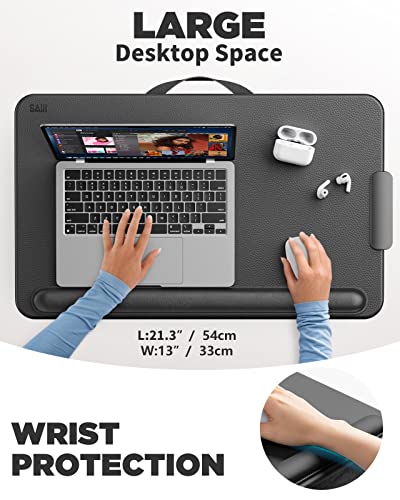 SAIJI Black Portable Laptop Lap Desk Fits Up to 17-Inch with Storage Drawer