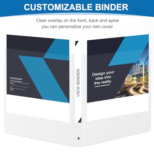 1 inch 3-Ring Binder, 1" Round Ring Binders with 2 Inside Pockets, View Basic 1 in Binders, Clear View Cover 1-inch-Binder Holds 8.5'' x 11''Paper for Office/Home/Back to School£¨Pack of 12, White