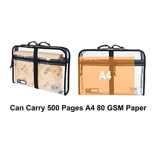 Rough Enough Plastic File Folder Clear Document Bag Organizer Art Portfolio Case with Zipper Compartment for A4 Paper Student Teacher School Supplies College Office Stationary Travel Waterproof