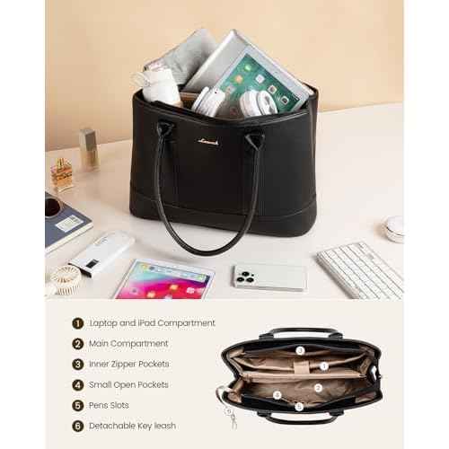 LOVEVOOK Laptop Bag for Women, Computer Work Tote Bag, Business Shoulder Handbag, Office Briefcase for Gift, Travel, Teacher
