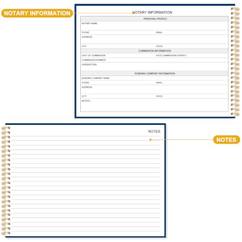 Blue Notary Journal Log Book - Hardcover, 140 Pages, 420 Entries, 100gsm Paper, 10 x 7 in - Tuun Fuplan