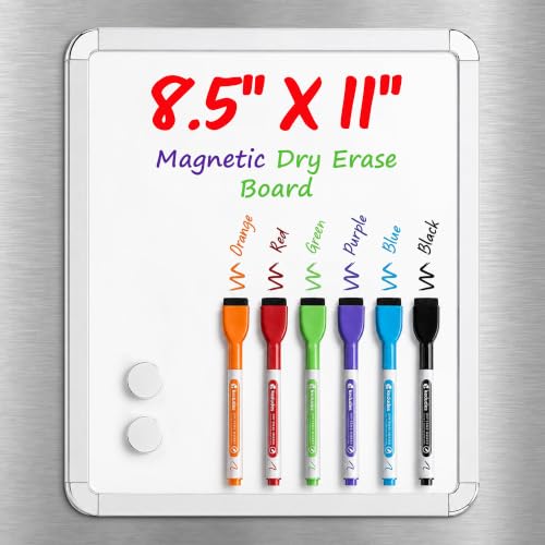 Magnetic Dry Erase Board for Fridge 8.5 x 11 Inches with 6 Markers - Kedudes