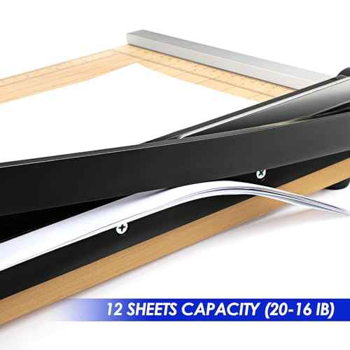 CreGear Paper Cutter, 12" Wood Guillotine Paper Trimmer, 12 Sheet Capacity, Heavy Duty Paper Slicer with Adjustable Guide, Safety Guard and Blade Lock