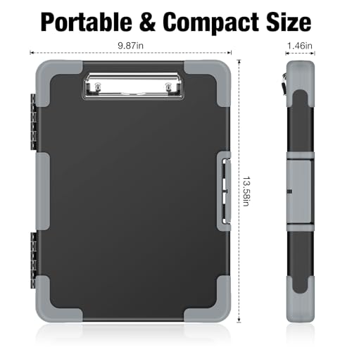 Sooez Toughest Clipboard with Storage & Pen Pouch - Black + Gray Corner