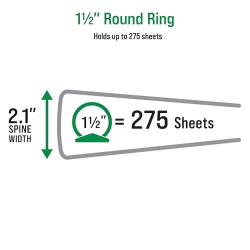 Office Essentials Economy View 3 Ring Binders, 1.5" Round Rings, 2.1" Spine, 275-Sheet Capacity, Black Binders (12-Pack of 03427)