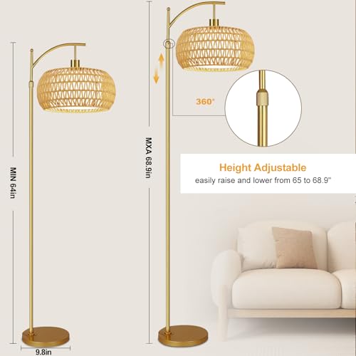 ZECOXOL Gold CYDARIFORM Floor Lamp 12.2in with 3 Color Temperatures & Remote