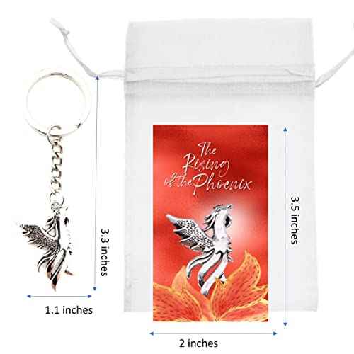 Smiling Wisdom - 20 Bulk Gifts - Phoenix Mini Appreciation Greeting Cards and Key Chain Keepsake Gift Sets - Employee Staff Team Men Women Recovery - 60 Pcs - Silver Phoenix