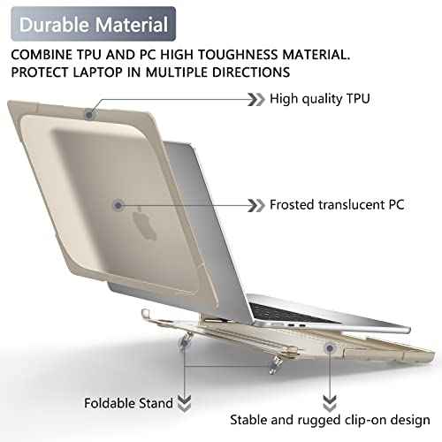 Batianda for New MacBook Air 15 inch Case 2025 M4 2024 A3114 (M3) A2941 (M2) 2023,Heavy Duty Shockproof Protective Hard Shell with Fold Kickstand & Keyboard Cover for Enhanced Durability, Khaki