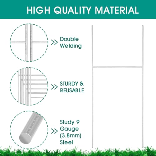 GUGEMEI 17x8 Inch Heavy Duty Metal Yard Sign Stakes 4 Pack - H Frame Supports for Corrugated Plastic Signs