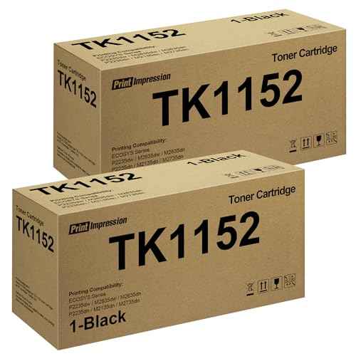 TK 1152 Black Toner Cartridges Compatible Replacement for Kyocera TK-1152 TK1152 1T02RV0US0 to Use with Kyocera ECOSYS P2235dn P2235dw M2135dn M2635dn M2635dw M2735dw Laser Printers, 2Black
