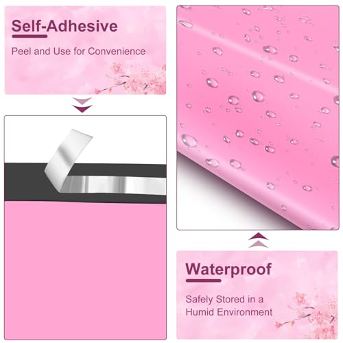 JollyTrip Sakura Pink Poly Mailers 6x9 Inch 120 Pack Waterproof Tear-Resistant Shipping Envelopes with Self-Adhesive Seal